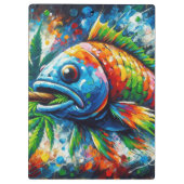 Farbenfrohe Abstrakte Fischmauer Dekoration Kunst, Klemmbrett (Rückseite)