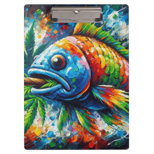 Farbenfrohe Abstrakte Fischmauer Dekoration Kunst, Klemmbrett (Vorderseite)