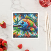 Farbenfrohe Abstrakte Fischmauer Dekoration Kunst, Serviette (Beispiel)
