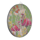 Farbenfrohe Abstrakte Flamingo & Dartboard Dartscheibe (Vorderseite Links)