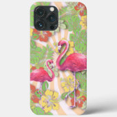 Farbenfrohe Abstrakte Flamingo & Floral Case-Mate iPhone Hülle (Rückseite)
