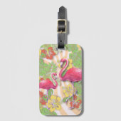 Farbenfrohe Abstrakte Flamingo & Floral Gepäckanhänger (Vorderseite Vertikal)
