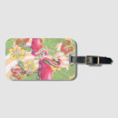 Farbenfrohe Abstrakte Flamingo & Floral Gepäckanhänger (Vorderseite (Horizontal))