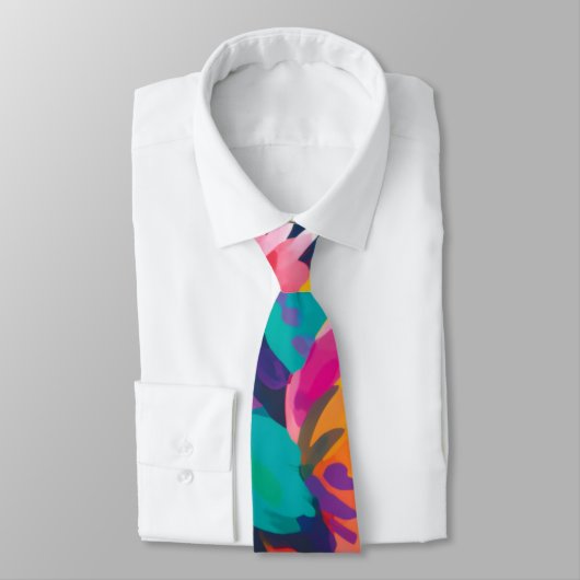 Farbenfrohe Abstrakte florale Krawatte Kühne Moder (Gebunden)