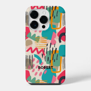 Farbenfrohe abstrakte Formen Grunge-Muster iPhone 14 Pro Hülle