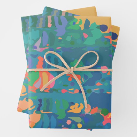 Farbenfrohe Abstrakte Formen von Boho Geschenkpapier Set (Beispiel)