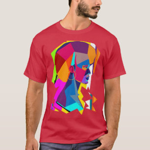 Farbenfrohe abstrakte Frau mit afro T-Shirt