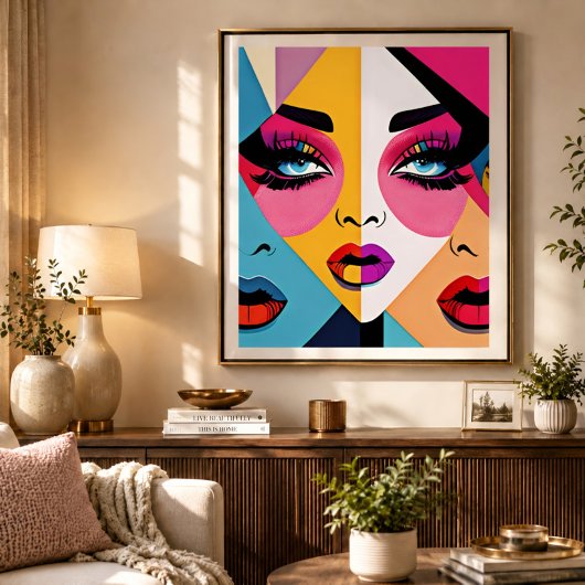 Farbenfrohe Abstrakte Frauen im Pop Kunst Poster
