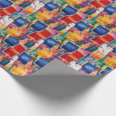 Farbenfrohe abstrakte gemalte Quadrate Geschenkpapier (Ecke)
