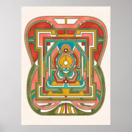 Farbenfrohe Abstrakte Geometrie Butterfly Art Nouv Poster