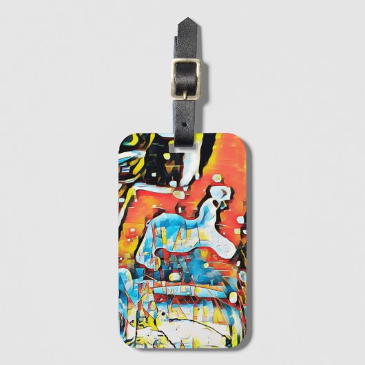 Farbenfrohe Abstrakte Geometrie Gepäckanhänger (Vorderseite Vertikal)