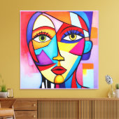 Farbenfrohe Abstrakte Gesichter Kubismus Leinwanddruck (Insitu (Wohnzimmer))