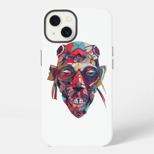 Farbenfrohe Abstrakte Gesichtskunst iPhone Hülle (Rückseite)