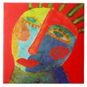 Farbenfrohe Abstrakte Gesichtspainte Fliese (Vorderseite)