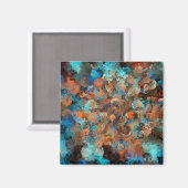 Farbenfrohe abstrakte Gestaltung, Blues und braune Magnet (Vorderseite/Rückseite)