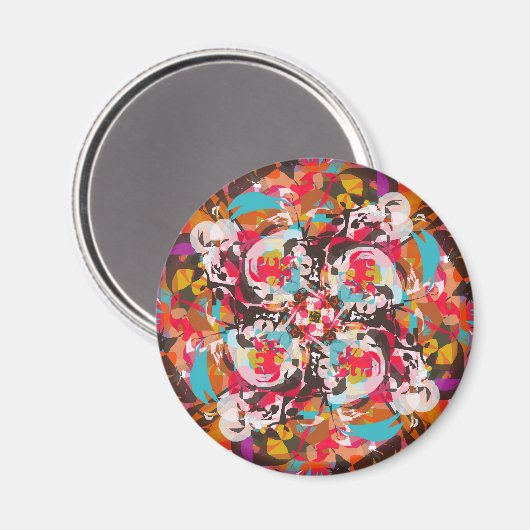 Farbenfrohe, abstrakte Gestaltung der Blumen Magnet (Vorderseite/Rückseite)