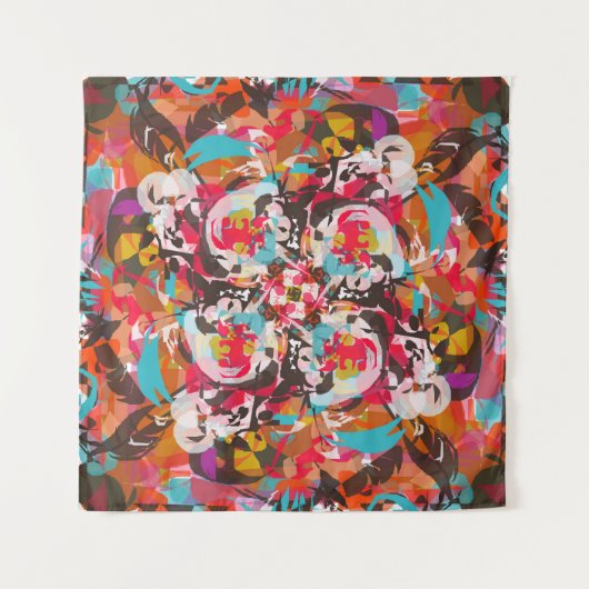 Farbenfrohe, abstrakte Gestaltung der Blumen Wandteppich (Vorderseite)
