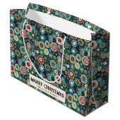 Farbenfrohe Abstrakte Gewohnheit Frohe Weihnachten Große Geschenktüte (Rückseite Schrägansicht)