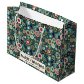 Farbenfrohe Abstrakte Gewohnheit Frohe Weihnachten Große Geschenktüte (Vorderseite Schrägansicht)