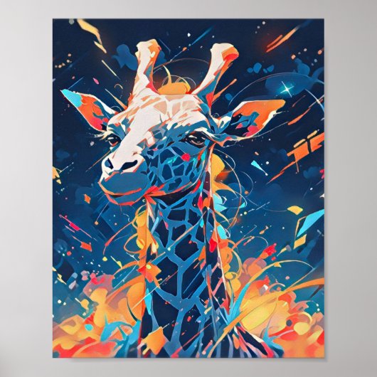 Farbenfrohe Abstrakte Giraffe Art Poster (Vorne)