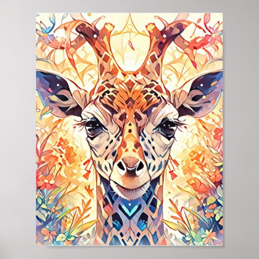 Farbenfrohe Abstrakte Giraffe Poster (Vorne)