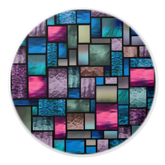 Farbenfrohe Abstrakte Gläser Keramikknauf (Vorderseite)