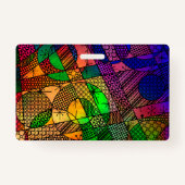 Farbenfrohe Abstrakte Grafische Lächeln hinter ein Ausweis (Rückseite)