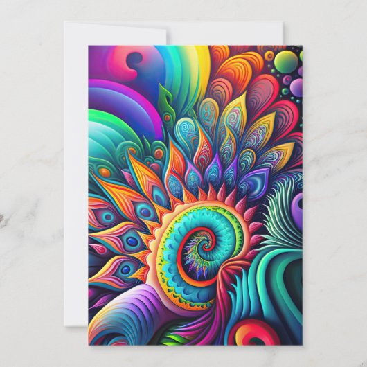 Farbenfrohe Abstrakte Groovy Hippie Birthday Einladung (Rückseite)