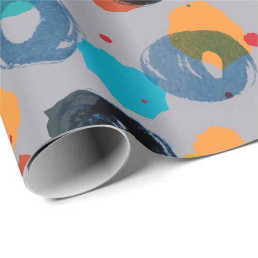 Farbenfrohe abstrakte, handgezeichnet Kreise Geschenkpapier (Rolleneckpunkt)