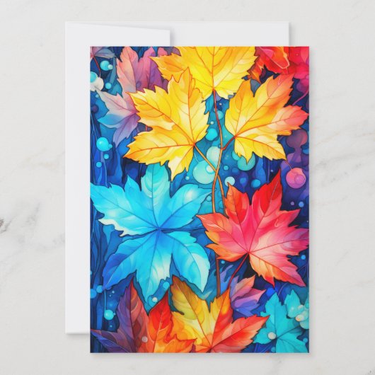 Farbenfrohe Abstrakte Herbstparty Verlassen Geburt Einladung (Rückseite)