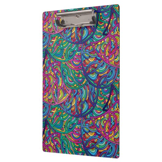 Farbenfrohe Abstrakte Hippie Dynamic Waves Muster Klemmbrett (Links)