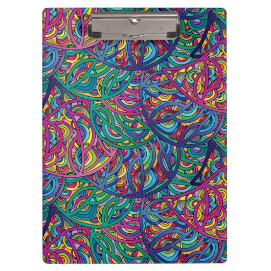 Farbenfrohe Abstrakte Hippie Dynamic Waves Muster Klemmbrett (Vorderseite)