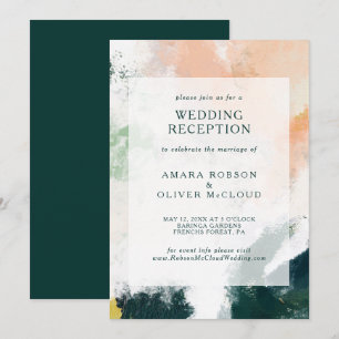 Farbenfrohe abstrakte Hochzeitsempfangs-Einladung Einladung
