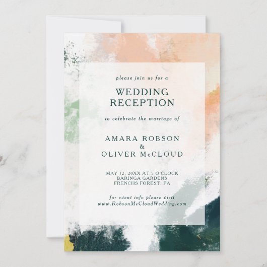 Farbenfrohe Abstrakte Hochzeitsempfehlung Einladung (Vorderseite)