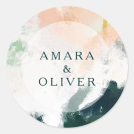 Farbenfrohe Abstrakte Hochzeitsstipendiaten Runder Aufkleber