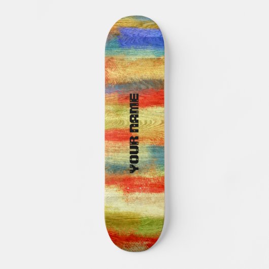 Farbenfrohe Abstrakte Holzkörner Skateboard (Vorderseite)