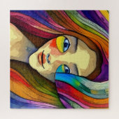 Farbenfrohe Abstrakte Hübsche Girl Künstlerisch Puzzle (Horizontal)
