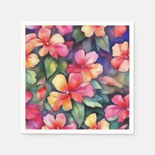 Farbenfrohe Abstrakte Impatienten Blume Muster Serviette (Vorderseite)