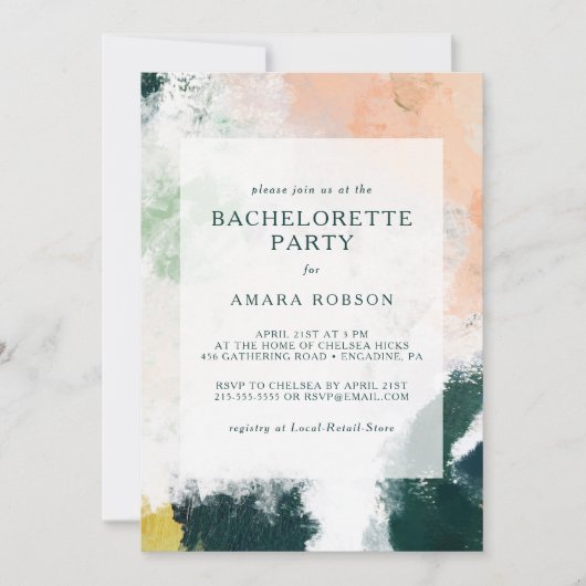 Farbenfrohe Abstrakte Junggeselinnen-Abschied Einl Einladung (Vorderseite)