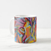 Farbenfrohe Abstrakte Jungle Lion Kaffeetasse (Vorderseite Links)