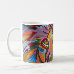 Farbenfrohe Abstrakte Jungle Lion Kaffeetasse
