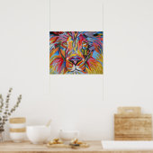 Farbenfrohe Abstrakte Jungle Lion Poster (Küche)