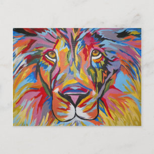 Farbenfrohe Abstrakte Jungle Lion Postkarte