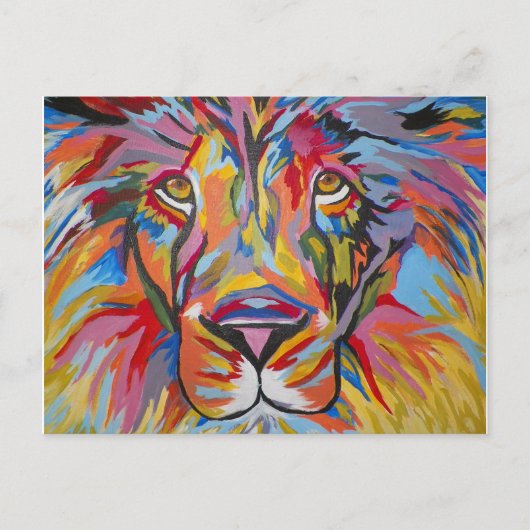 Farbenfrohe Abstrakte Jungle Lion Postkarte (Vorderseite)