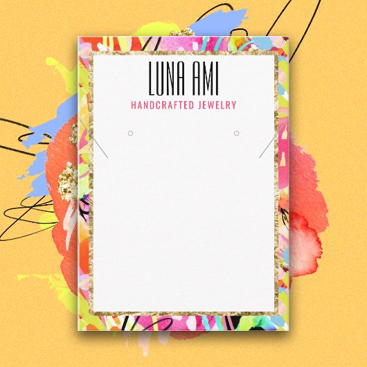 Farbenfrohe Abstrakte Juweliernecklace Earring Hol Visitenkarte