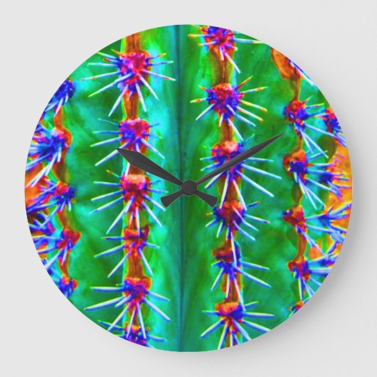 Farbenfrohe Abstrakte Kaktus Pop Moderne Südwesten Große Wanduhr (Vorderseite)
