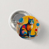 Farbenfrohe Abstrakte Katzenarbeit Button (Vorne & Hinten)