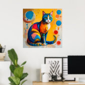 Farbenfrohe Abstrakte Katzenarbeit Poster (Heimbüro)