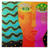 Farbenfrohe Abstrakte Keramik Fliese (Vorderseite)