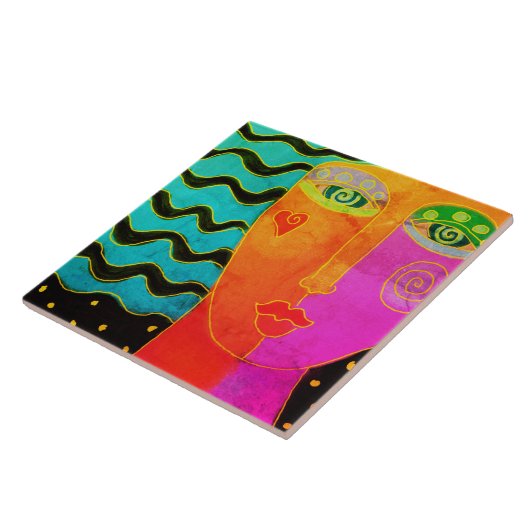 Farbenfrohe Abstrakte Keramik Fliese (Seite)